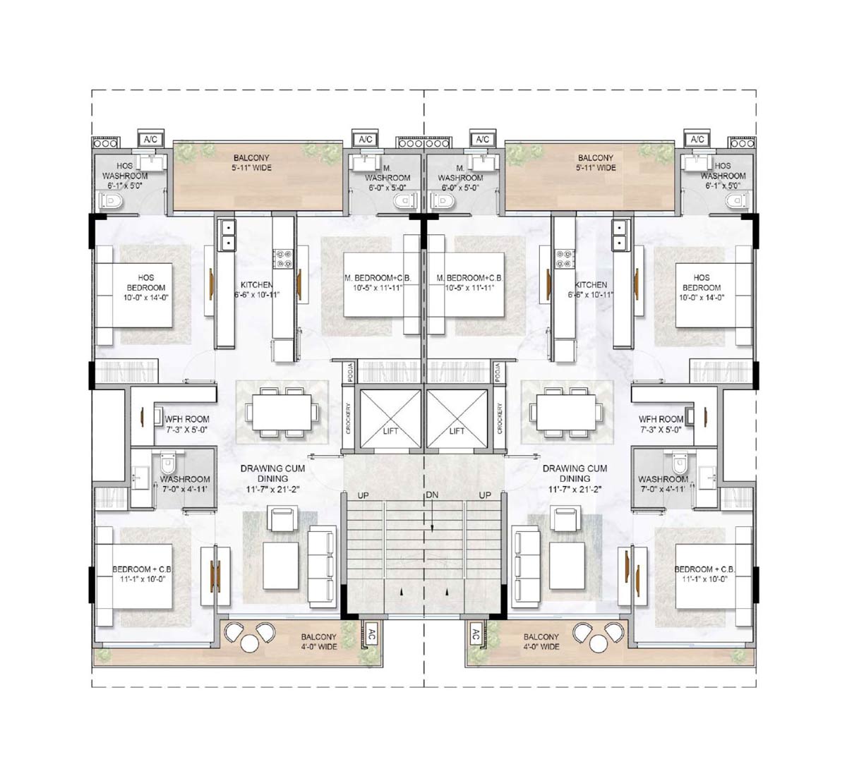 3.5 BHK Typical Floor Plan